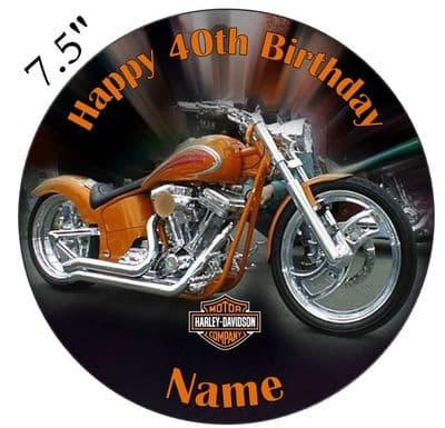 Harley-Davidson Motorbike Edible - Pre Cut Personalised Icing Topper