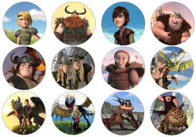 Hot to Train Your Dragon 24 Edible Cake Toppers - NOT PRECUT