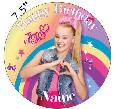 JoJo Siwa Inspired Personalised Edible Icing Cake Topper 7.5in Precut