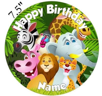 Jungle Safari Cute Edible - Pre Cut Personalised Icing Topper