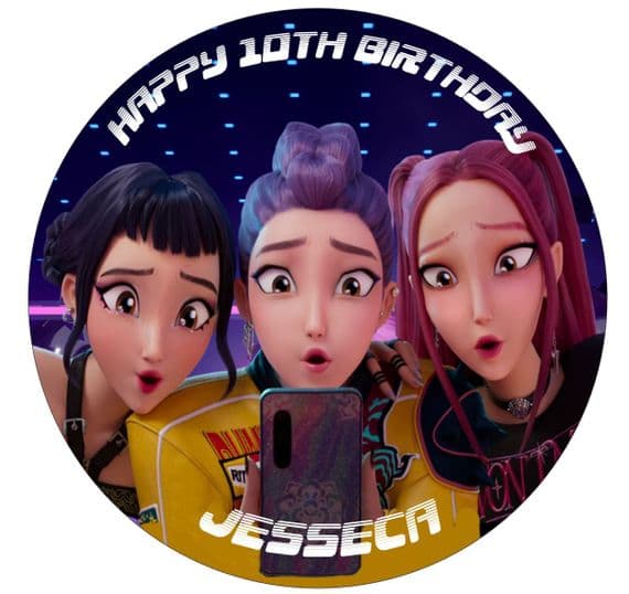 Kpop Demon Hunters ,Huntrix, Personalised Edible Icing Topper 7.5 inch Round/Square.
