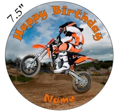 KTM 50 SX Dirt Bike Orange Edible - Pre Cut Personalised Icing Topper