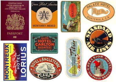 Luggage Hotel Labels and Passport for Suitcase Cakes Edible Icing Decoration