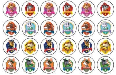 Paw Patrol Edible Wafer Cup Cake Toppers Standing or Disc PW1