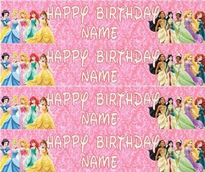 Personalised Disney Princess Icing Ribbon Cake Decoration Decor Plus 4 Strips