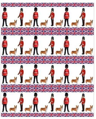 Queen's Guard and Corgi Union Jack Edible Icing Ribbon