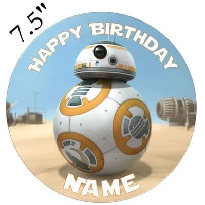 Star Wars Force Awakens BB8 Edible - Pre Cut Personalised Icing Topper