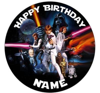 Star Wars Personalised Edible Icing Cake Topper 7.5in Precut Round/Square