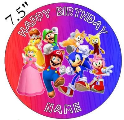 Super Mario Group Image Edible - Pre Cut Personalised Icing Topper