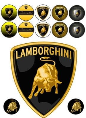 Supercar Lamborghini Logo Edible Icing Topper