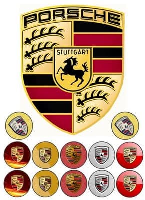 Supercar Porsche Logo Edible Icing Topper