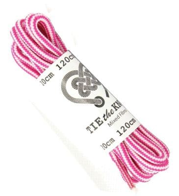 5 - 8 Eyelet Pairs Round Pink Striped 120cm Long