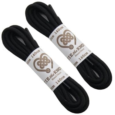 Shoe / Boot Laces 2 Pair Black Round 6 - 10 Eyelet Boots 140cm