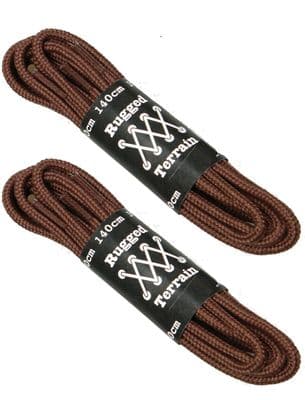 Shoe Boot Laces 2 Pairs Brown Round 6 - 10 Eyelets 140cm Long