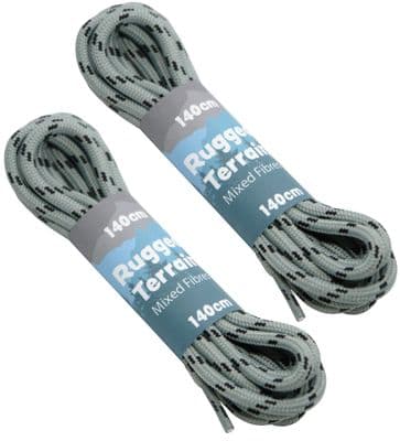 Shoe / Boot Laces 2 Pairs Grey Black Round 6 - 10 Eyelet Round Two Pairs 40cm Long Boot Laces