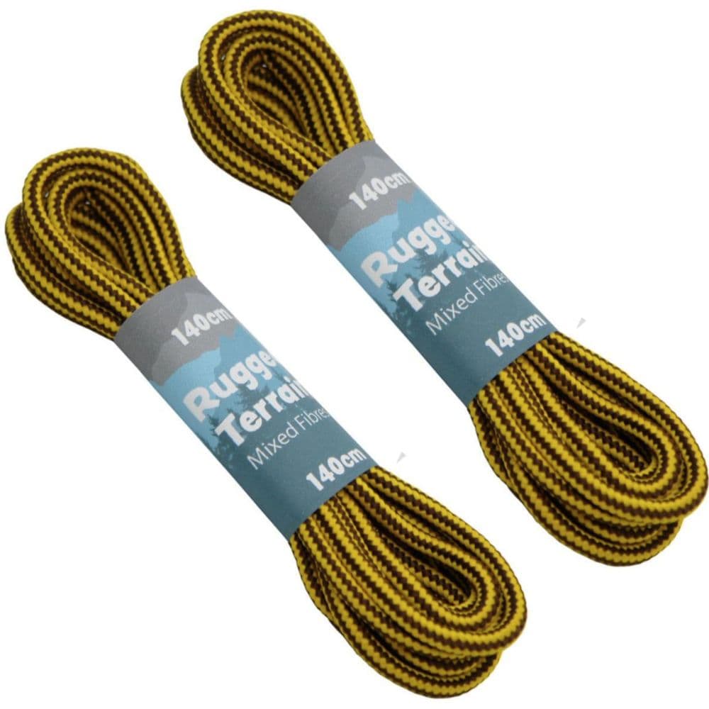 Shoe / Boot Laces 2 Pairs Yellow / Gold Brown Round 6 10 Eyelets Rows For Doc Martens Work Boots
