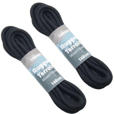 Shoe / Boot Laces Black Round For 6 - 10 Eyelets 140cm