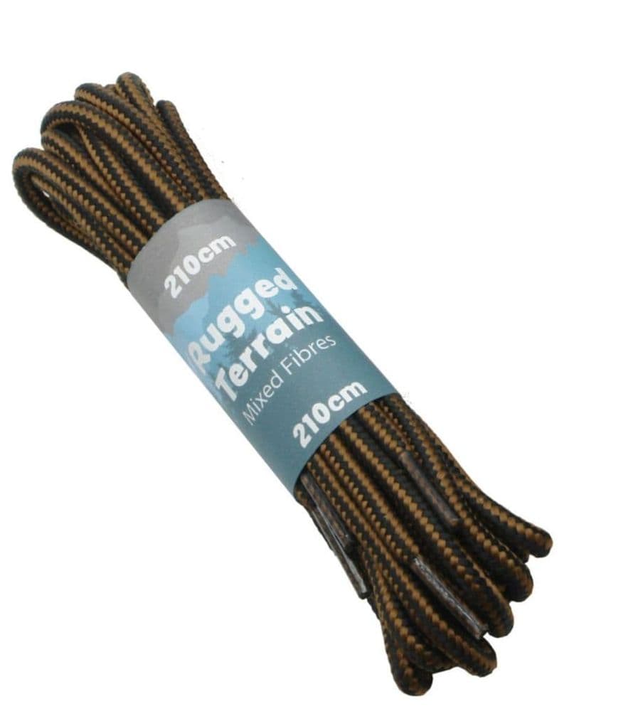 Shoe / Boot Laces Brown Striped Round For 10 Eyelet Rows Brown Striped