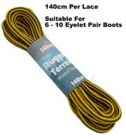 Shoe Boot Laces Pair Gold Brown  6 - 10 Eyelets 140cm