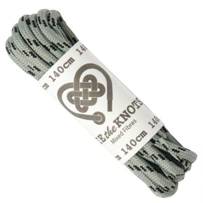 Shoe / Boot Laces Pair Of Grey Black Round 6 to 10 Eyelets 140cm Round