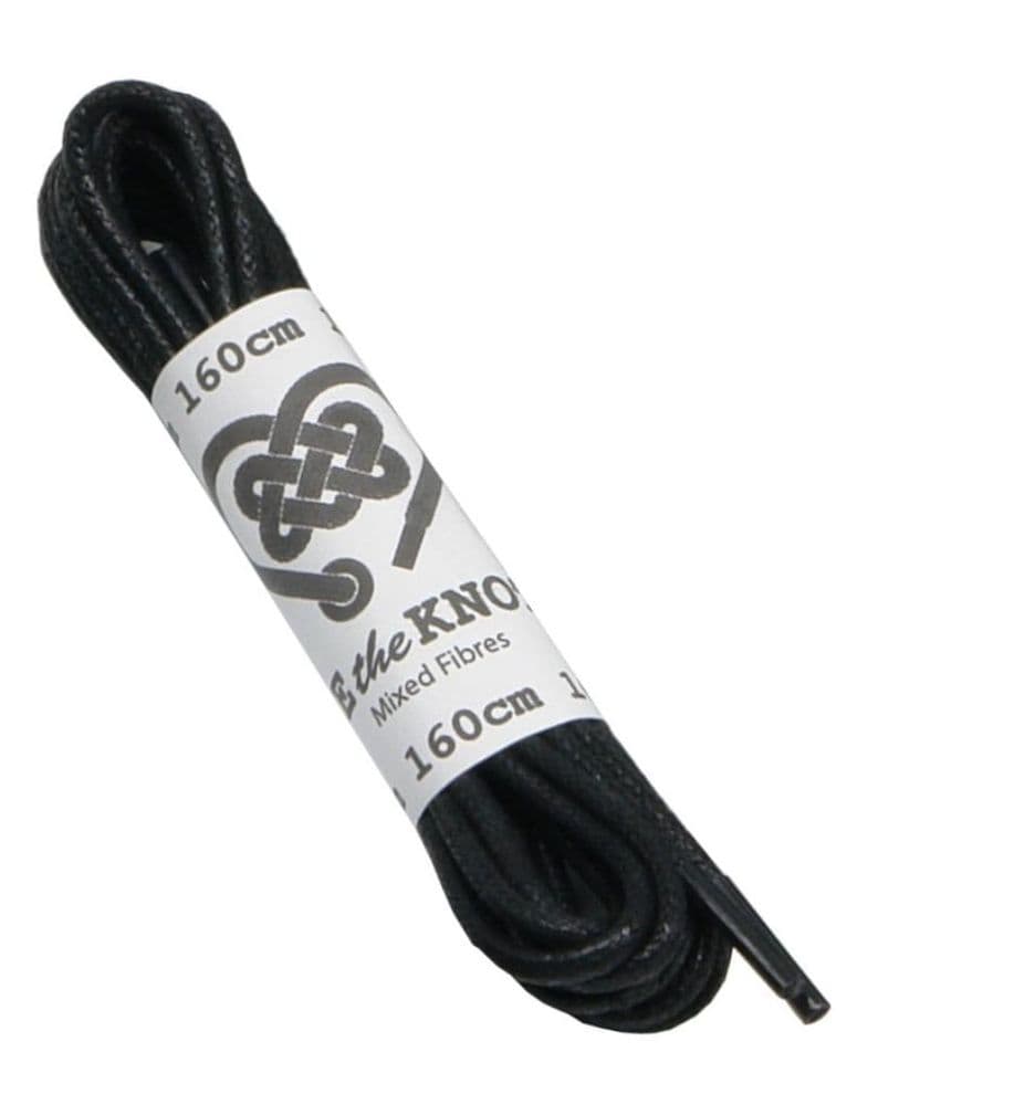 Shoe Boot Laces Pair Round Black 6 12 Eyelets 3mm Waxed Cotton 160cm