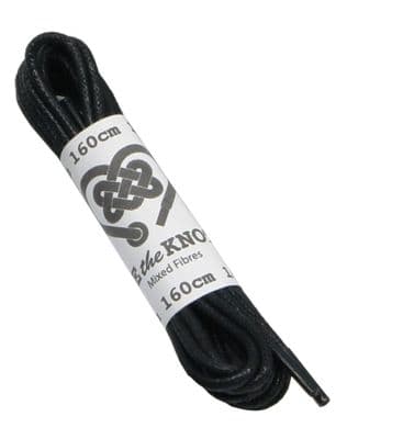 Shoe Boot Laces Pair Round Black 6 - 12 Eyelets 3mm Waxed Cotton 160cm