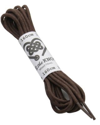 Shoe Boot Laces Pair Round Brown 6 - 12 Eyelets 3mm Waxed Cotton 160cm