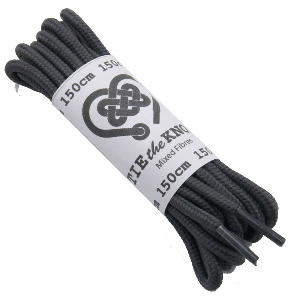Shoe / Boot Laces Round Dark Grey Pair for 6 12 Eyelets 150cm Long
