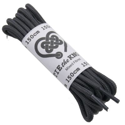 Shoe / Boot Laces Round Dark Grey Pair for 6 - 12 Eyelets 150cm Long