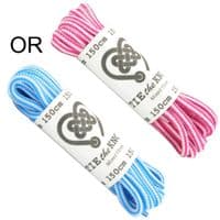 Shoe / Boot Laces Round For 6 - 10 Eyelets Pink and White or Blue and White