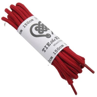 Shoe / Boot Laces Round Red Pair for 6 - 12 Eyelets 150cm Long