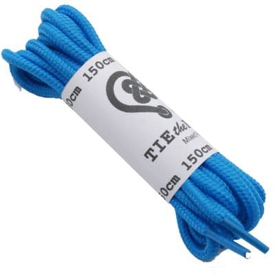 Shoe / Boot Laces Round Sky Blue Pair for 6 - 12 Eyelets 150cm Long