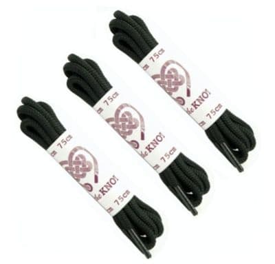 Shoe Laces 3 Pairs Black Round 3  - 5  Eyelet Rows  75cm Long Shoe laces
