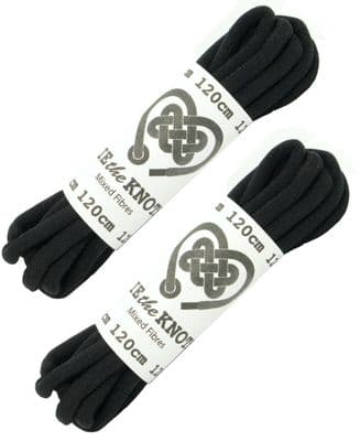 Shoe Laces Black 2 Pairs Round For 5 - 9 Eyelet Pairs Round  120cm