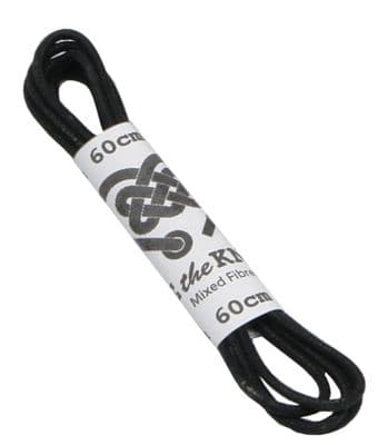 Shoe Laces Black Round Pair For 3 - 4 Eyelets 3mm Waxed Cotton 60cm
