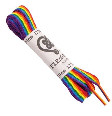 Shoe Laces Bright Rainbow Flat Pair For 5 - 8 Eyelets  Rows120cm