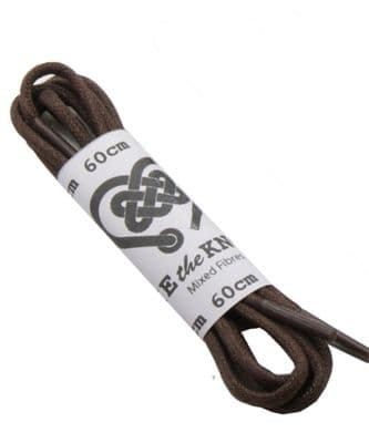 Shoe Laces Brown Round Pair For 3 - 4 Eyelets 3mm Waxed Cotton 60cm