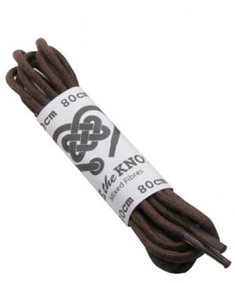 Shoe Laces Brown Round Pair For 4 - 6 Eyelets 3mm Waxed Cotton 80cm