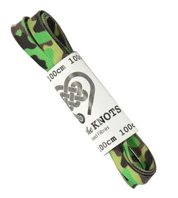 Shoe Laces Flat Green Camouflage Pair For 4 - 6  Eyelet 100cm