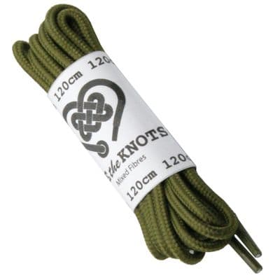 Shoe Laces For 5 - 8 Eyelet Pairs Army Green Round 120cm Long