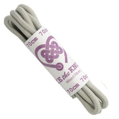 Shoe Laces Grey Round Pair For 3 - 4 Eyelets 70cm Long