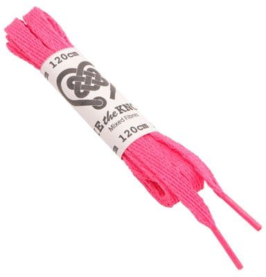 Shoe Laces Neon Pink Flat Pair For 5 - 8 Eyelet 120cm Long