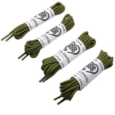 Shoe Laces Pair Army Green Round Various Lengths 70cm to 150cm Shoe / Boot Laces