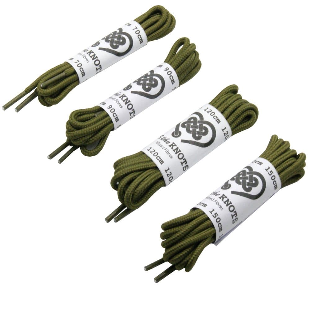 Shoe Laces Pair Army Green Round Various Lengths 70cm to 150cm Shoe Boot Laces