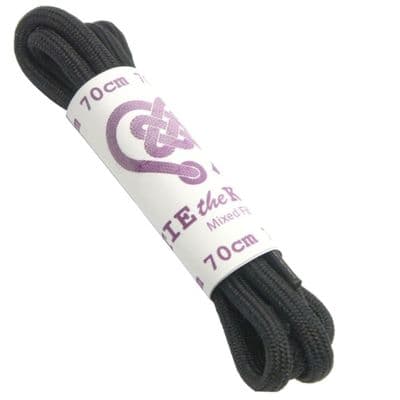 Shoe Laces Pair Black Round For 3 - 4 Eyelets 70cm