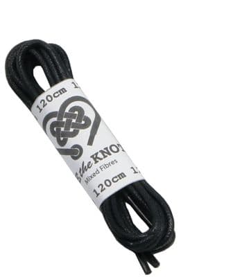 Shoe Laces Pair Black Round For 6 - 9 Eyelets 3mm Waxed Cotton 120cm