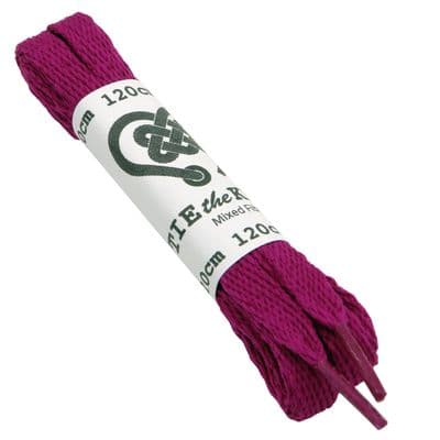 Shoe Laces Pair Flat Raspberry Red For  5 - 8 Eyelet Rows 120cm