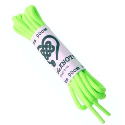Shoe Laces Pair Fluorescent Green Colour Round For 4 - 5 Eyelet 90cm Long