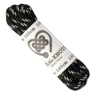 Shoe Laces Pair of Round Black With White Flash For 6 - 10 Eyelet Pairs Trail Boot Laces Black 140cm