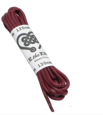 Shoe Laces Pair of Round Wine Red Universal Length Waterproof 3mm Wide 120cm  Long Waxed Cotton